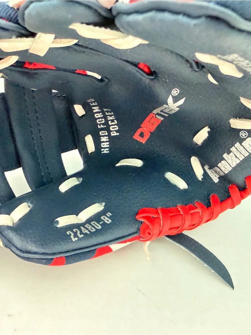 Franklin Kids Red White & Navy Star-Print Baseball Glove 8”